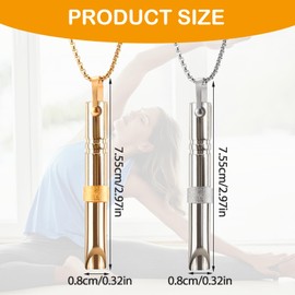 Breathlace Breathing Necklace, 2PCS Anxiety Whistle Breathing Necklace, Stainless Steel Anxiety Relief Breathlace Necklaces for Meditation, Stress Relaxation, Gold and Steel