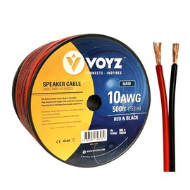 VOYZ 10 AWG Speaker Wire Cable with Flex Oxygen Free BLACK/RED PVC Sheathing – Ideal for Solar Panels, Home Theater Speakers and Car Speakers Installation – (500 Feet)