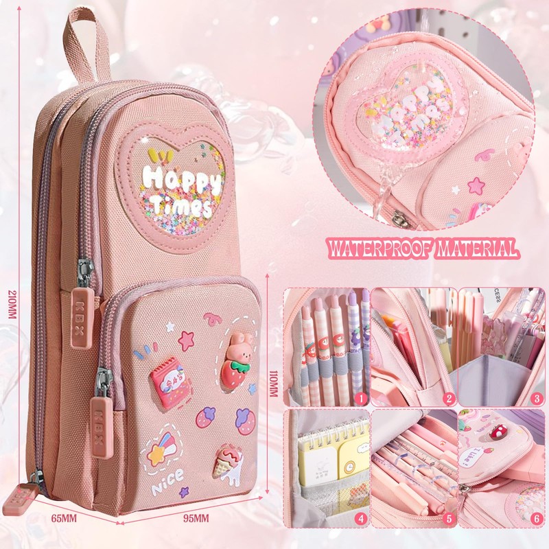 FULHANY Aesthetic Pencil Case - Pencil Case Girls 3 Compartments
