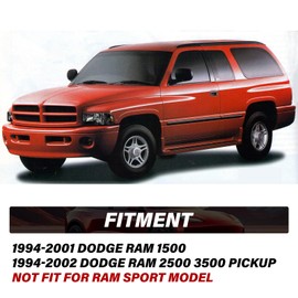 Bingbingmotor BRYGHT Headlight Assembly Fit for 94-01 Dodge Ram 1500 Pickup and 94-02 Dodge Ram 2500/3500 Pickup Black Housing Halogen Replacement