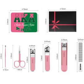 TTJHGYQO Nail Clippers and Beauty Tool Portable Set Nail Clipper Set Manicure Set 6 in 1 AKA Sorority Gifts Suitable for for Women Home, Workplace, Outdoor Travel,Etc.（Double Pinyin AKA）