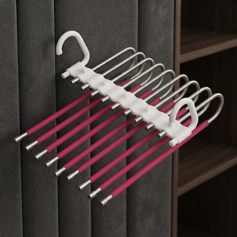 Space Saving Pants Hanger, 9-Tier Stainless Steel Closet Organizer with