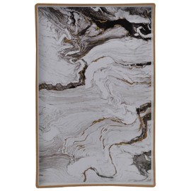 A&B Home Decorative Tray Marbling Plastic Tray with Handles Coffee Table Serving Tray for Ottoman Couch Set of 2 Large Perfume Tray White