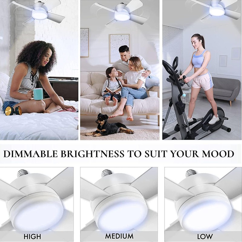 LED Ceiling Fan Light Dimmable 1000LM Screw In Ceiling Fans