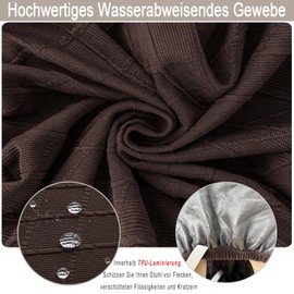 Meision Esszimmerstuhl Sitzbezüge TPU-Laminierung Wasserdicht 6er Set, Stretch Stuhlhussen Abnehmbare Waschbar, Esszimmerstuhl Sitzkissen Hussen für Küche, Esszimmer, Hotel, Hochzeit, Braun
