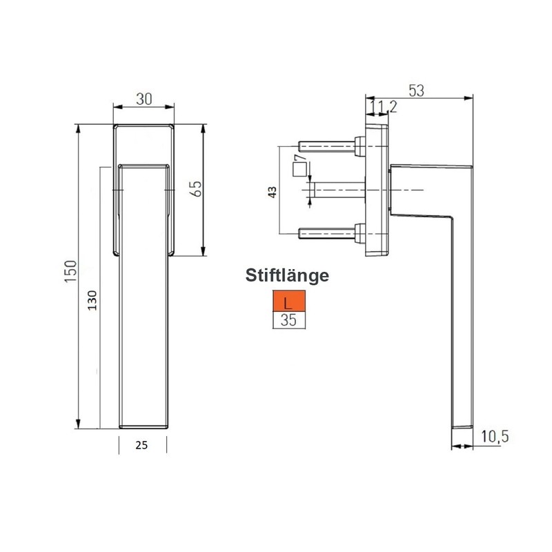 MS Beschläge Designer Window Handle Exclusive Design 45° Grid Window