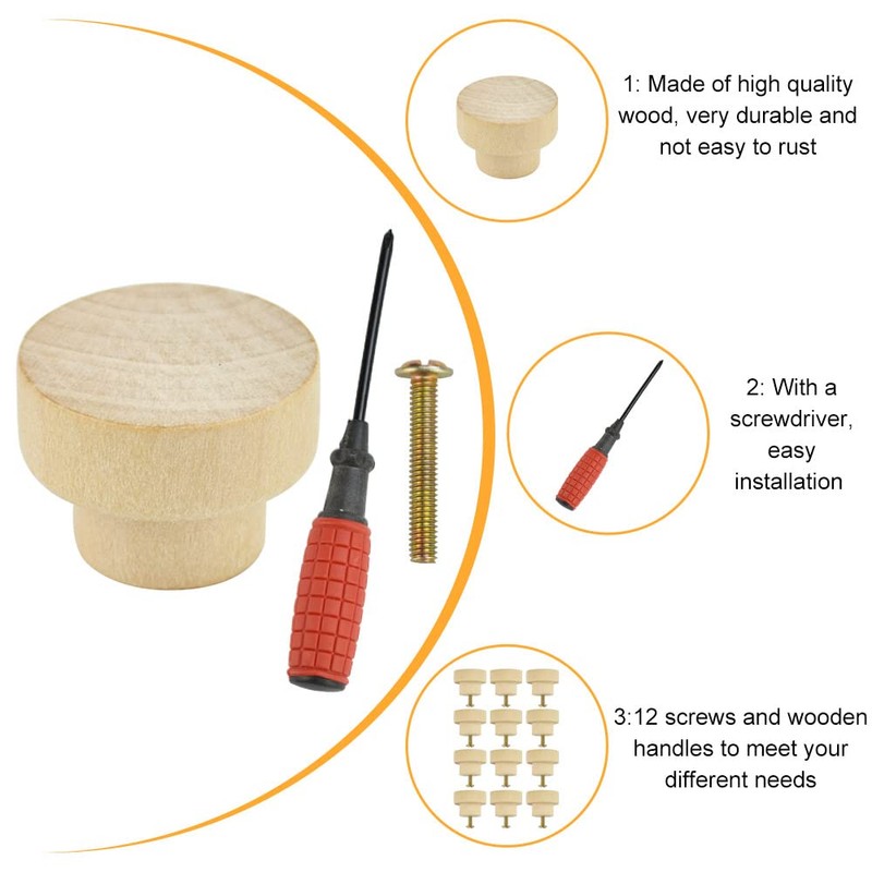 ANTHYTA Wooden Knobs Handles,Draw Knobs,Unvarnished Wooden Knobs,Round Mushroom Shape Cupboard