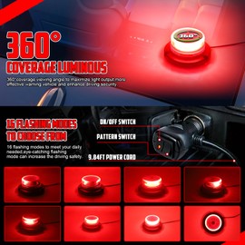 OPPBUY Mini Strobe Light for Trucks with 16 Flashing Modes,48 LEDs Emergency Warning Safety Lights with Magnetic Base,12-24V Beacon Lights for Construction Vehicles,Tow Trucks,Snow Plow