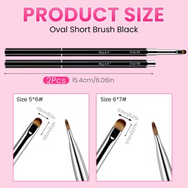 BQAN UV Gel Nail Brush Oval Short 2Pcs for French & Clean Up