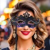 WILOVCOS Womens Masquerade Mask with Stick, Handheld Mardi Gras Mask,Venetian
