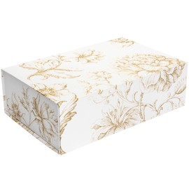 Sorarto Luxury Keepsake Gift Box | Gold Floral Decorative Boxes with Magnetic Lids for Presents, Wedding Memory Box, and Bridal Gifts. 11.5" x 7.5" x 3.5"