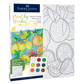 Faber-Castell Paint by Number Watercolor Produce - Paint Night Kit for Adults - Easy Paint by Number