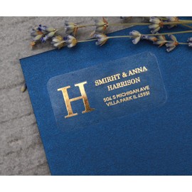 Custom Gold Foil Return Address Labels Clear Address Labels Rose Gold Silver Address Sticker