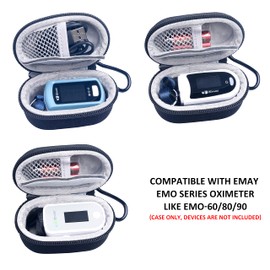 Funda rígida para oxímetros EMAY | Compatible con EMO-60, EMO-80, EMO-90 | Funda protectora y de transporte para oxímetros de pulso Bluetooth EMAY
