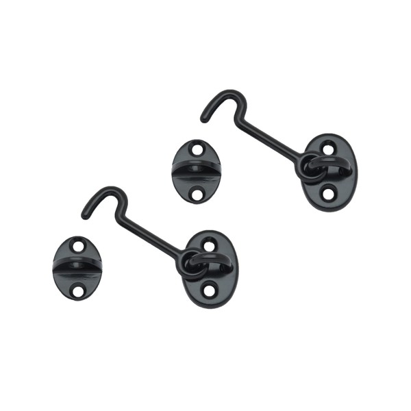 QCAA Forged Brass Cabin Hook Latch & Eye, 2-1/2", Black