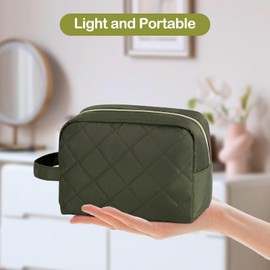 Soimeat Makeup Bag Travel Cosmetic Bag for Zipper, Large Capacity Fabric Travel Cosmetic Bag, Large Toiletry Bag for Cosmetics Toiletries Accessories, Green