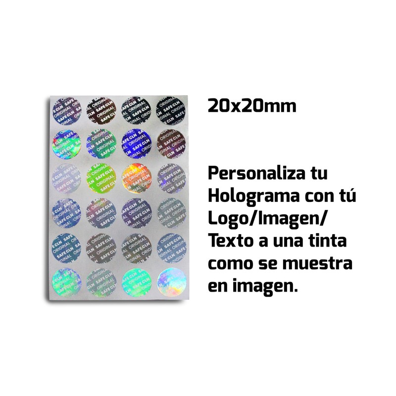 1000 Hologramas Personalizados de 20x20 mm Con Logo, Texto, Numeros,