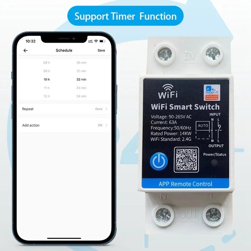 Snblzhef 63A Smart Switch Relay APP Remote Control Timer Din
