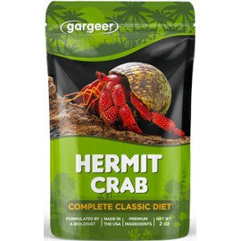 Gargeer Gargeer Hermit Crab Complete Diet. Non-GMO Premium Ingredients, for All Nutritional and Immune System Needs. 2oz Granular Textured 'Surprise Your Crab' Meal. Enjoy!