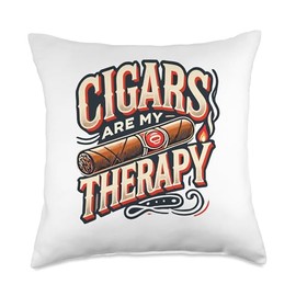 Cigars are My Therapy Shirt - Cigars T Shirts for Men, Dad Throw Pillow