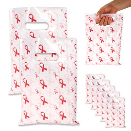 50pcs Breast Health Awareness Gift Bags, Pink Ribbon Party Snack Bags with Handles Breast Problem Awareness Supplies Perfect for Charity Events Survivors & Women