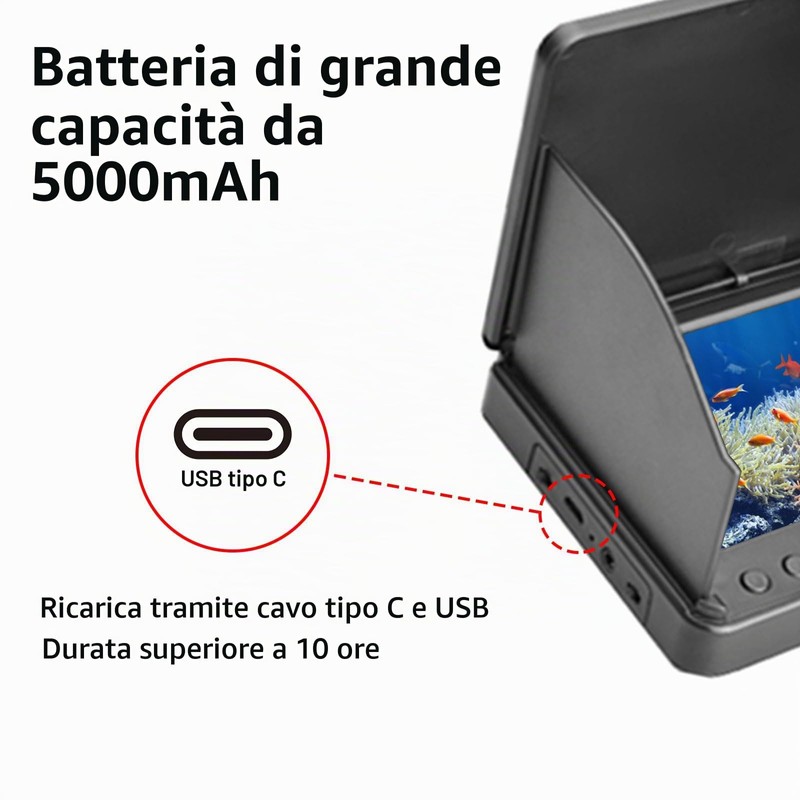 Fotocamera Fish Finder, telecamera da pesca subacquea da 5000 mAh