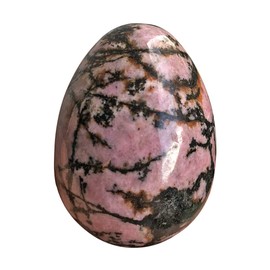 favoramulet Polished Stone Egg for Easter Day, Palm/Pocket/Worry Enegry Healing Crystal Display Sphere Figurine Fengshui, Rhodonite 1.8" x 1.3"