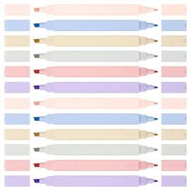 Funngy Pastel Highlighter,12 PCS Aesthetic Highlighters Cute Stationery Bible Highlighter Assorted Colours Dual Tip Highlighters for Journals Bibles Notebooks School Office Supplies