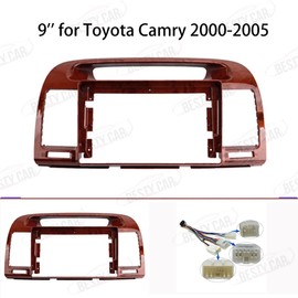 Bestycar Fits for Toyota Camry 2000-2006 Wood Car Radio Stereo Fascia Frame Double DIN 9 inch Dash Installation Mounting Kit