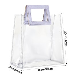 mekueeex 20 Pack Clear Gift Bag with White Handles Transparent PVC Gift Wrap Bags Plastic Tote Bag Reusable Shopping Bags for Bridal Party,Wedding,Baby Shower,Birthday Party 7 x 8 x 4 Inch