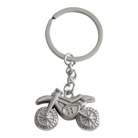 Keychain, key ring motocross silver steel.