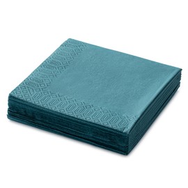 Ocean Teal Beverage Napkins, 3-Ply Disposable Paper Napkins-Bar, Cocktail, Weddings, Birthday, EU Made, (20 Count)