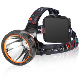 LED Rechargeable Headlamp, Super Bright Waterproof Headlight Spotlight, Hard Hat Flashlight for Coon Hunting, Fishing, Camping, Hiking, Dog Walking, Outdoor Running, Emergency Work Lighting