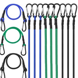 12 Pack 24" Heavy Duty Bungee Cords with Hooks - 3 Color Elastic Ropes for Camping,Cargo,Bike,Luggage (Aluminum Alloy Hooks)
