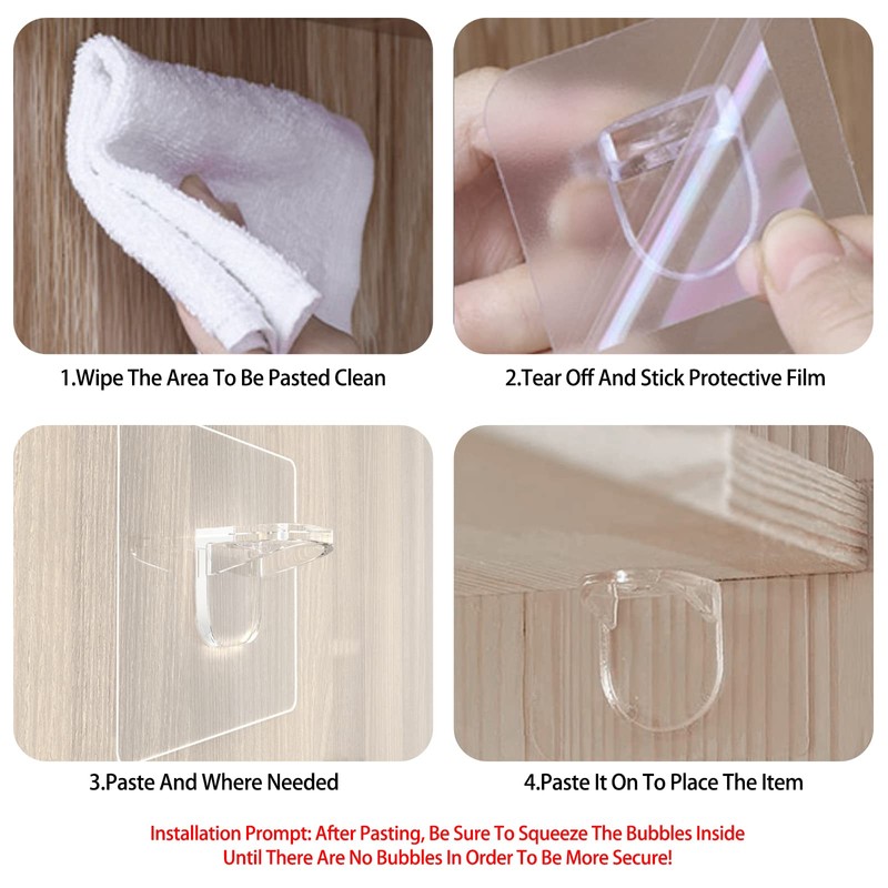AccEncyc Adhesive Shelf Bracket 2.8" Punch Free Shelf Support Pegs