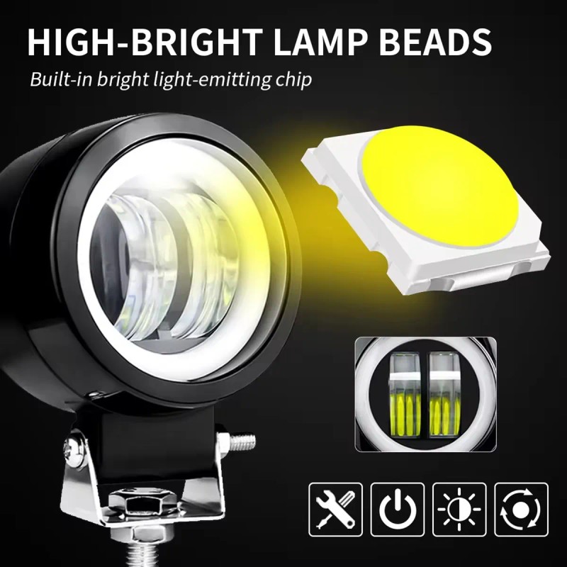 Par Faros Auxiliares Led Ojos De Ángel Niebla Led Moto