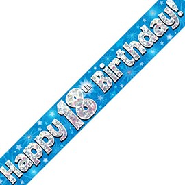 18th Birthday Blue Birthday Party Foil Banner Pennant Age 18