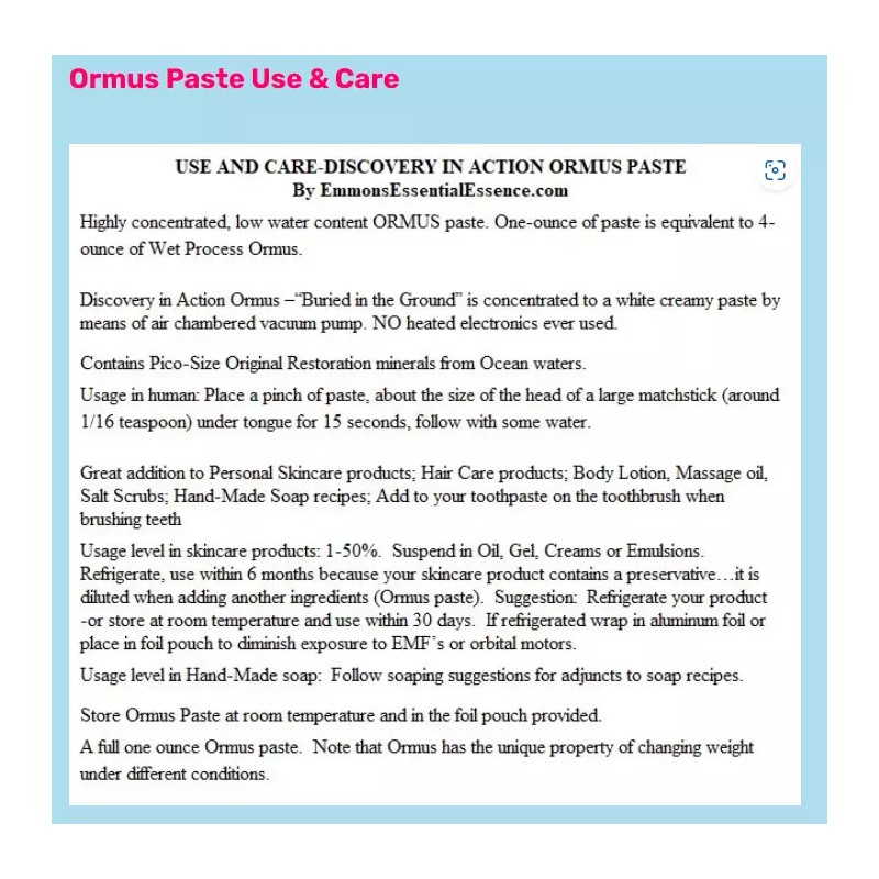 Emmons Essential Essence Ormus Paste (2oz.) -Discovery in Action Ormus