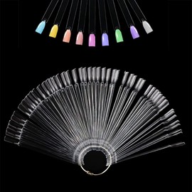Pack of 100 Nail Art Tips in Clear, Professional Nail Display Sticks, Nail Pattern Sticks with Metal Buckle, Removable Practice Nail Sticks for Beginners, Nail Colour Display for Salon