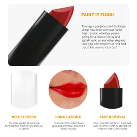 Red Lipstick - Pack of 6 - Tube of Red Lipstick - Fancy Dress Costume Makeup Accessory