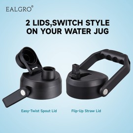 EALGRO Gallon Insulated Water Bottle Jug with Straw, 128 oz Large Stainless Steel Sports Metal Water Canteen With Handle, Thermal Water Cup Mug with 2 Lids, Navy Blue