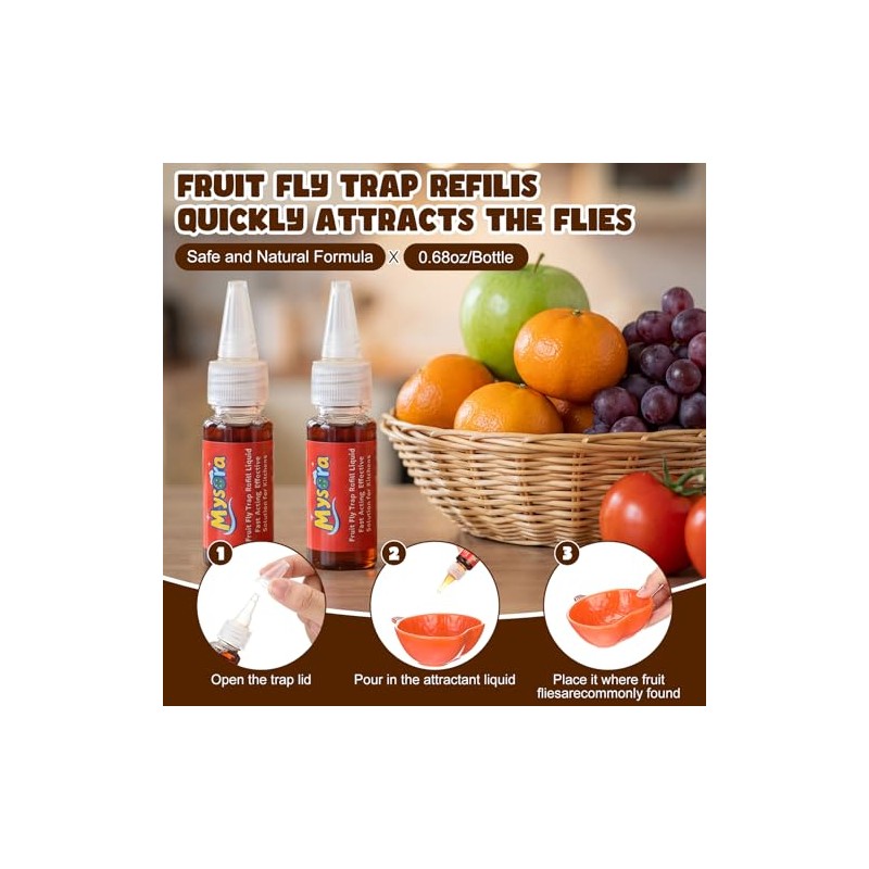 8 Pack Fruit Fly Trap Refill Liquid, 0.68 Ounces Per