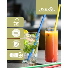 Sovie Colourful Paper Straws, Plastic-Free, FSC-Certified, Made in the EU, Biodegradable, in Box, Diameter 8 mm, Length 23 cm, Pack of 150