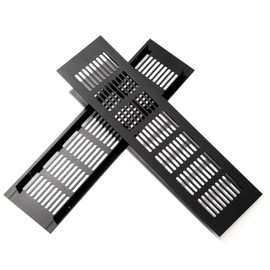 Ventilation Grille, Aluminium Ventilation Grille, Rectangular Exhaust Grille, Corrosion Protection for Ventilation of Cabinets and Bedrooms, Black, 30 x 8 cm