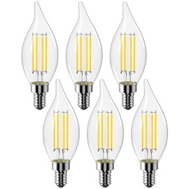 CYLYT E12 Chandelier Bulb 40 watt Equivalent, Dimmable LED Candelabra Light Bulbs 4W, 5000K Daylight 470 Lumen Lightbulbs, CA11, UL Listed, Pack of 6