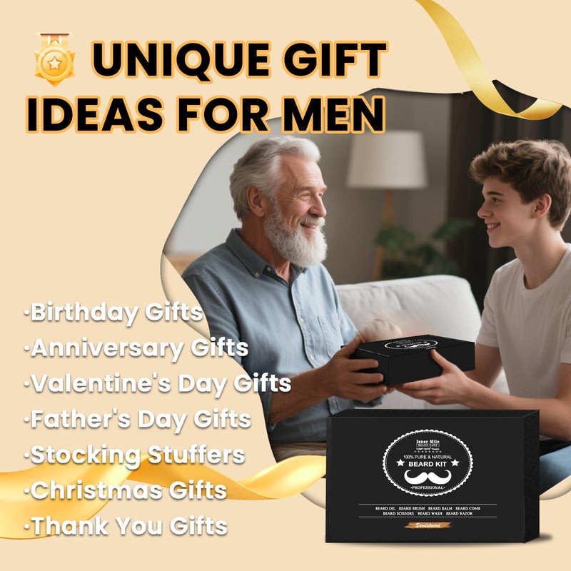 Beard Kit Birthday Gifts for Men Grooming & Care w/