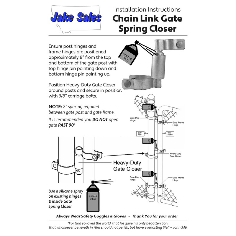 SwingSpring Chain Link Gate Closer - 2-3/8" Post, 1-3/8" Frame