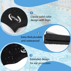 Women Silicone Swimming Cap, High Elasticity Thick Swim Hats for Long Hair, Bathing Swimming Caps for Women and Men Keep Your Hair Dry, with Ear Plugs and Nose Clip, Easy to Put On and Off