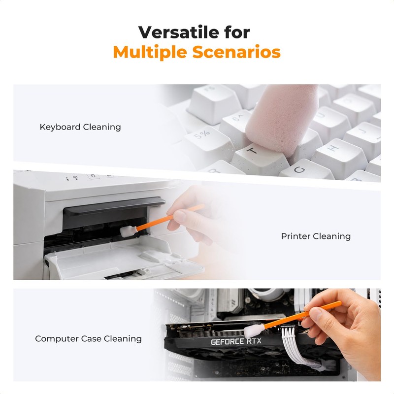 K&F CONCEPT Foam Cleaning Swabs, Individually Wrapped Foam Sticks for