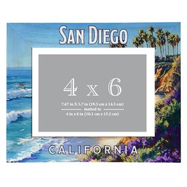 R and R Imports San Diego California Design C Souvenir Wooden Photo Frame Matted 4 x 6 Inch Single